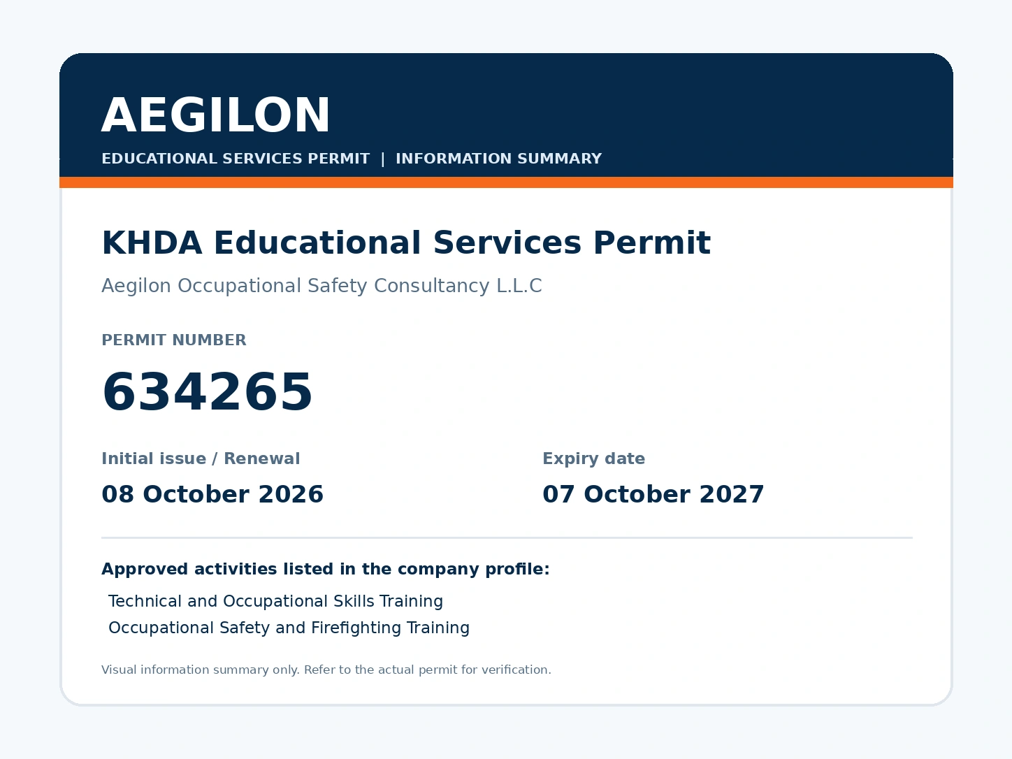 AEGILON KHDA Educational Services Permit